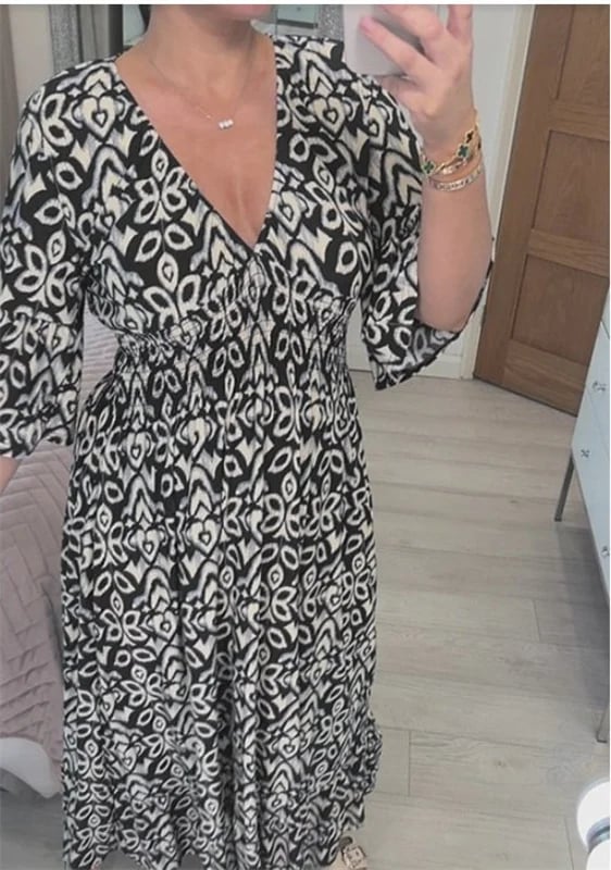 🔥Hot Sale - 49% OFF🔥Bohemian casual print V-neck waist wrap long dress-5