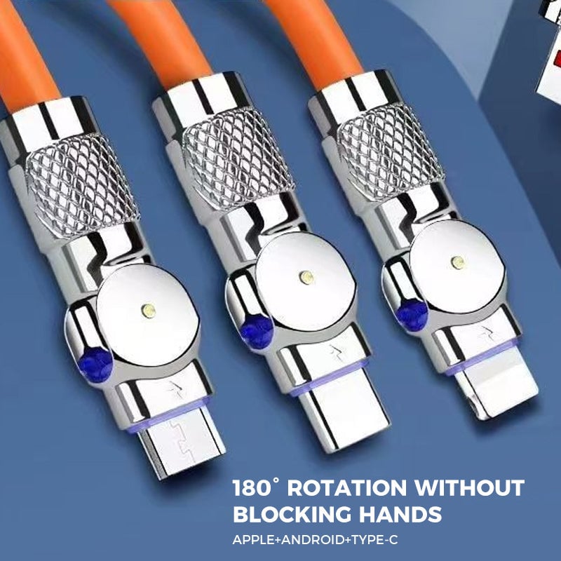š„120W 3 in 1 Rotating Elbow Fast Charging Data Cableā”-6
