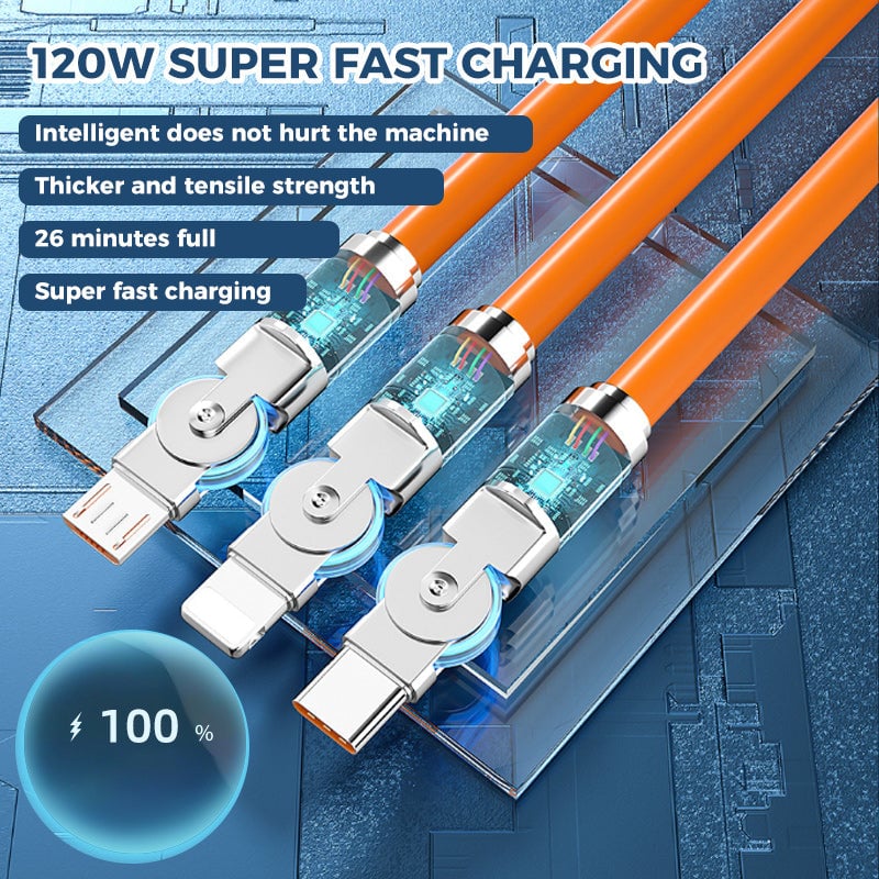 š„120W 3 in 1 Rotating Elbow Fast Charging Data Cableā”-1
