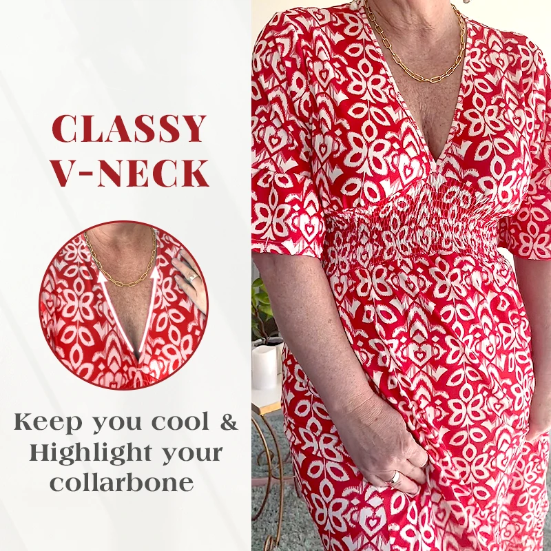 🔥Hot Sale - 49% OFF🔥Bohemian casual print V-neck waist wrap long dress-4