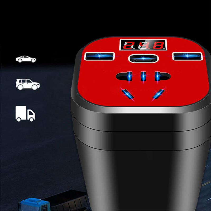 Ideal Gift - Car Mounted Cup Type Inverter Converter QC Charger-3