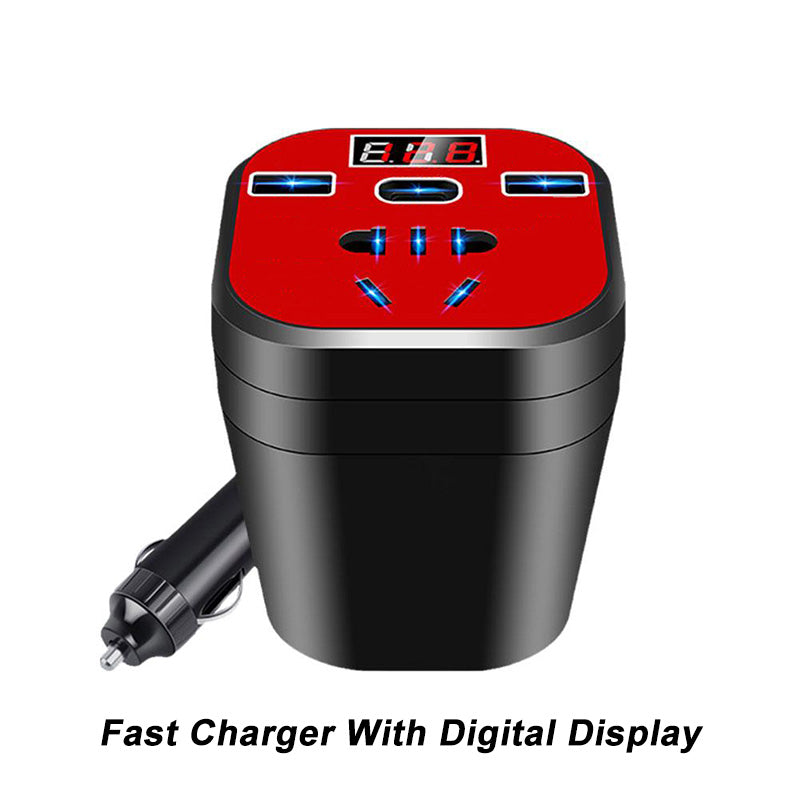 Ideal Gift - Car Mounted Cup Type Inverter Converter QC Charger-8