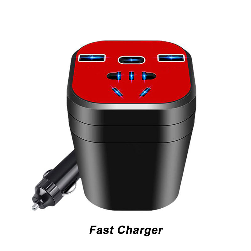 Ideal Gift - Car Mounted Cup Type Inverter Converter QC Charger-9