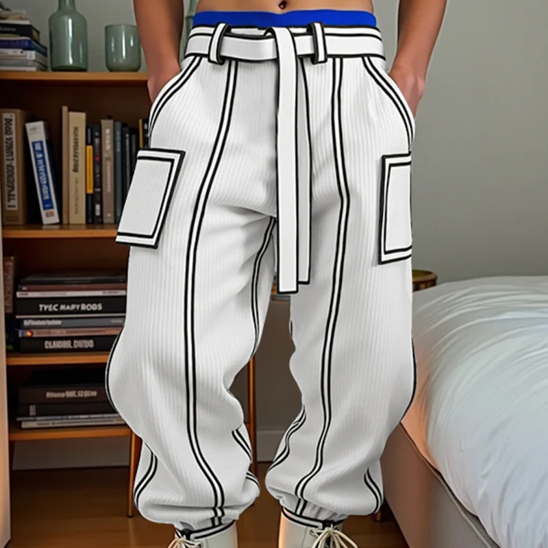 Men's Contrast Stitching Trousers-1