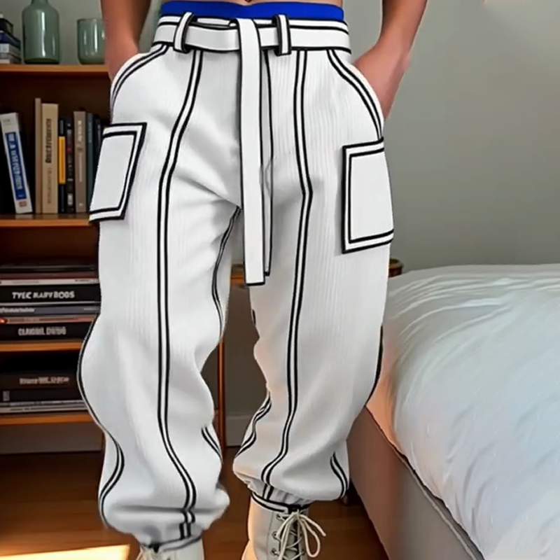 Men's Contrast Stitching Trousers-5