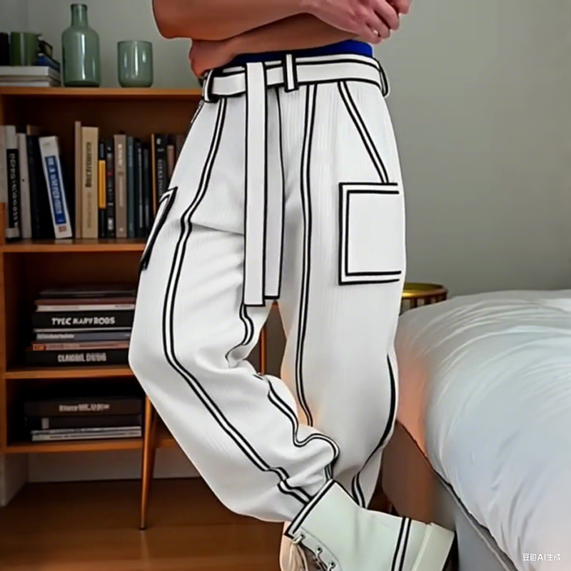 Men's Contrast Stitching Trousers-6