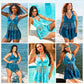 ✨Summer Hot Sale 🔥Women's V-Neck Lace Swimdress ＆ Boyshorts Two-Piece Set-3