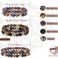 🎁Triple Crystal Bracelet Set – 8mm Tiger’s Eye, Obsidian, Amethyst, Apatite, Rose Quartz & Hematite