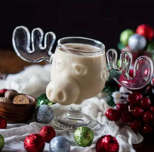 🎄Early Christmas Sale - 49% OFF🎅The Stag's Gaze: Where Light Dances 🦌✨Glass Reindeer Mug