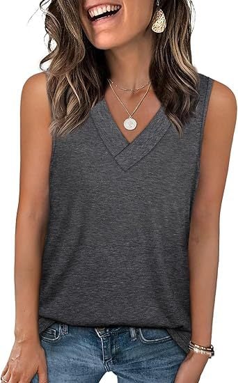 ✨Women's Sleeveless V-Neck Slimming Loose Fit Casual Tank Top-8