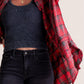 💖LAST DAY SALE 50% OFF🏆Women's Mineral Washed Button Down Plaid Shirt
