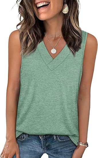 ✨Women's Sleeveless V-Neck Slimming Loose Fit Casual Tank Top-4