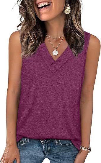 ✨Women's Sleeveless V-Neck Slimming Loose Fit Casual Tank Top-14