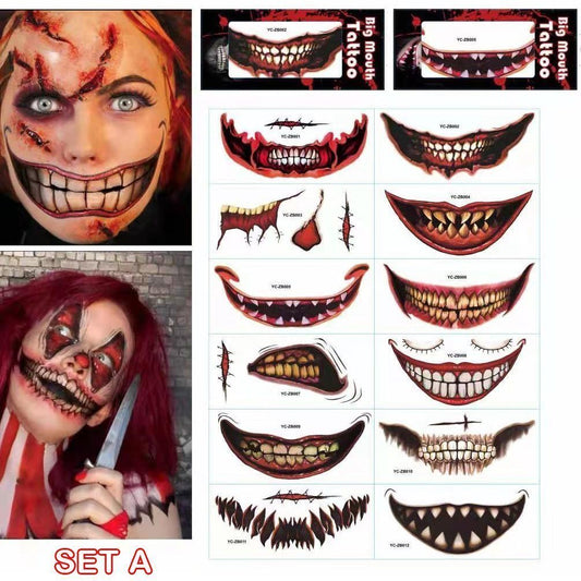 🔥HOT SALE- Halloween Prank Makeup Temporary Tattoo😈Realistic & Easy To Remove