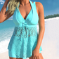 ✨Summer Hot Sale 🔥Women's V-Neck Lace Swimdress ＆ Boyshorts Two-Piece Set-7