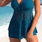 ✨Summer Hot Sale 🔥Women's V-Neck Lace Swimdress ＆ Boyshorts Two-Piece Set-9