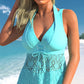 ✨Summer Hot Sale 🔥Women's V-Neck Lace Swimdress ＆ Boyshorts Two-Piece Set-8