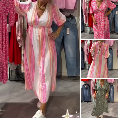 🏖️Summer Cool Deal 50% OFF🎀Women's V-Neck Printed Dress