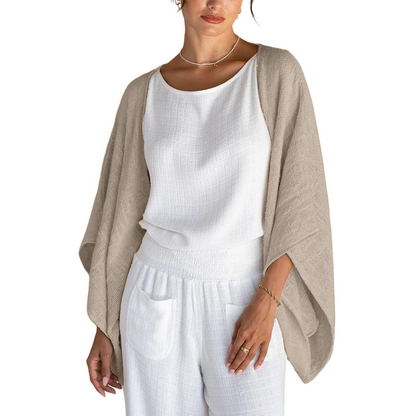 💖 Special Price £15.99🔥Last Time!!💝Women's Linen Cardigan 3/4 Sleeve Open Front Loose Cover Ups Lightweight Shrug