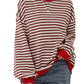🏆️2025  HOT SALE🔥Women's Oversized Striped Long Sleeve Pullover